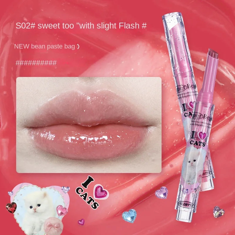FLORTTE Korean Lipstick Vegan Hydrating Lip Balm Long Lasting Lip Tint Makeup Lip Plumper Gloss