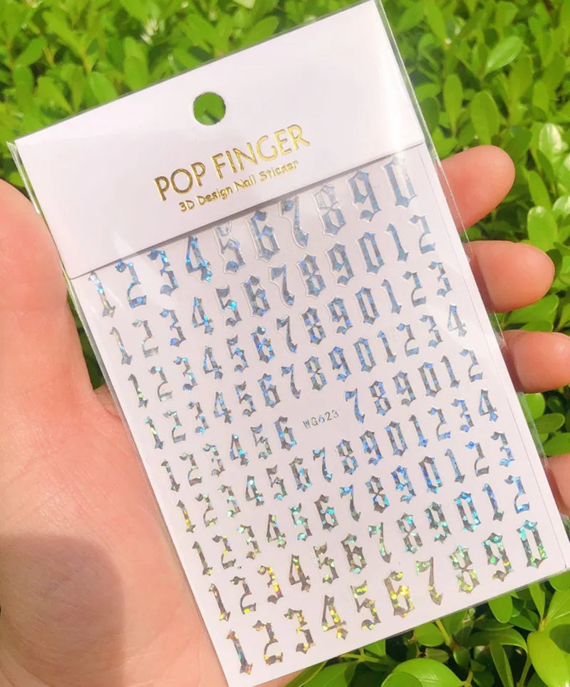 New Roman 26 English Alphabet Number 3D Self-adhesive Nail Art Decal Sticker Word Small Letter Nail Tattoos Decal Stickers