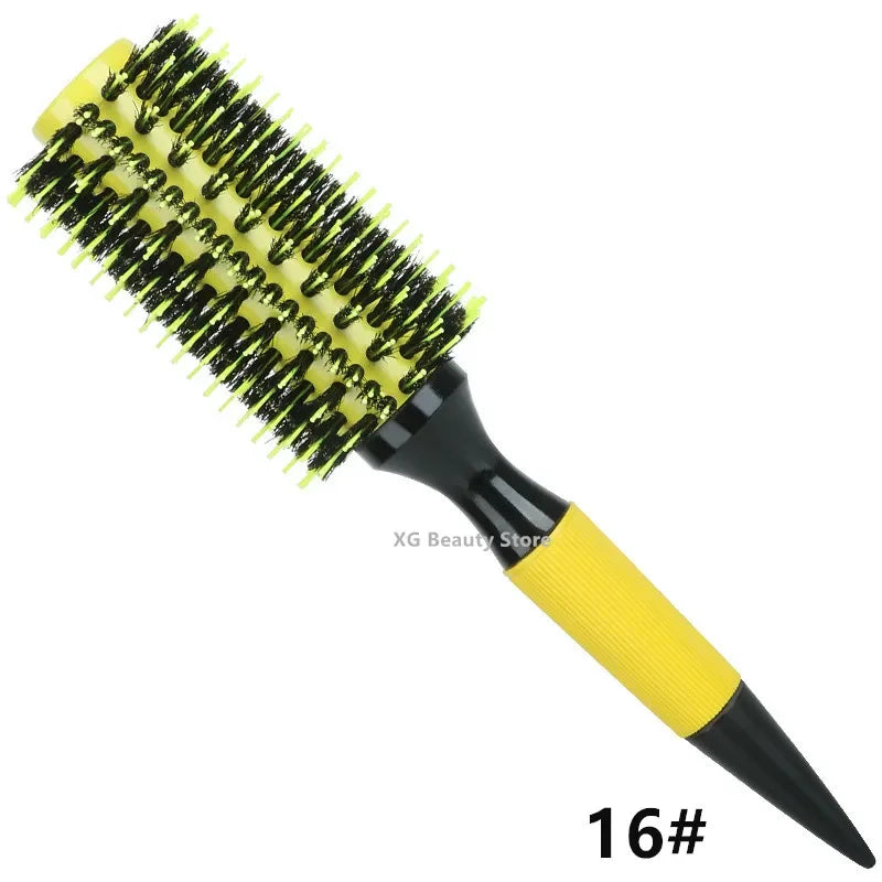 Professional 1/6pcs Boar Bristle Wooden Hair Comb Round Hair Brush Curling Combs Woman Hair Curlerl Hairdresser Styling Tool