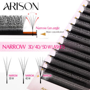 ARISON Narrow 3D/4D/5D W Eyelashes Extension Premade Fans V Shaped Soft Matte Black Easy Pick Up False Lashes