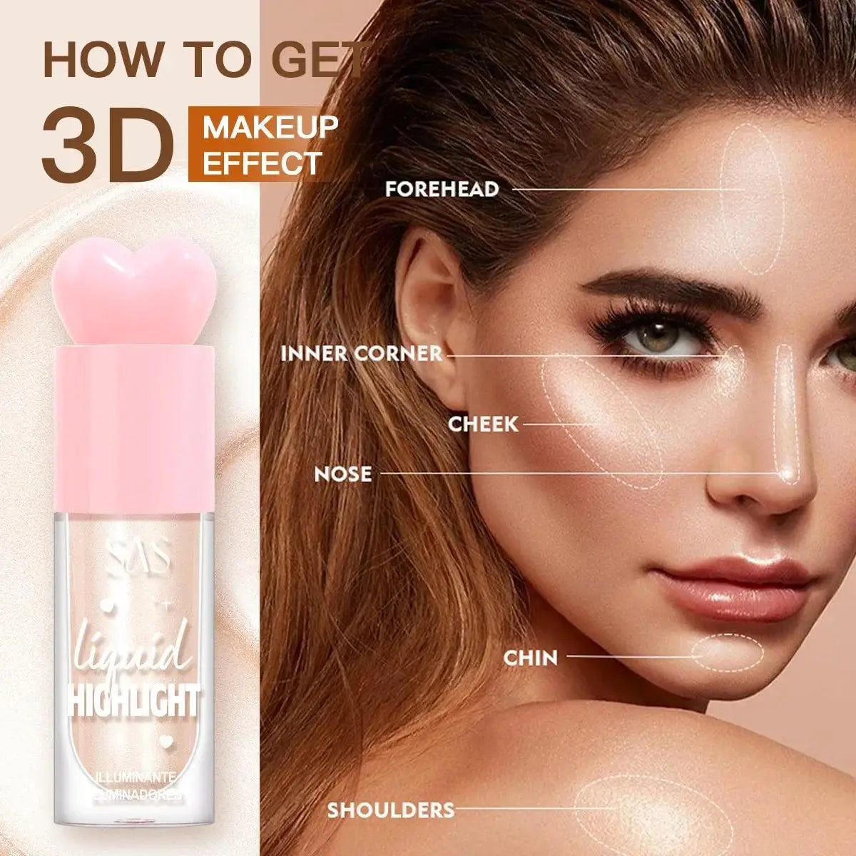 Liquid Highlighter For Face Contouring Makeup Shimmer Brightening Moisturizer Body And Cheekbone Enhancer