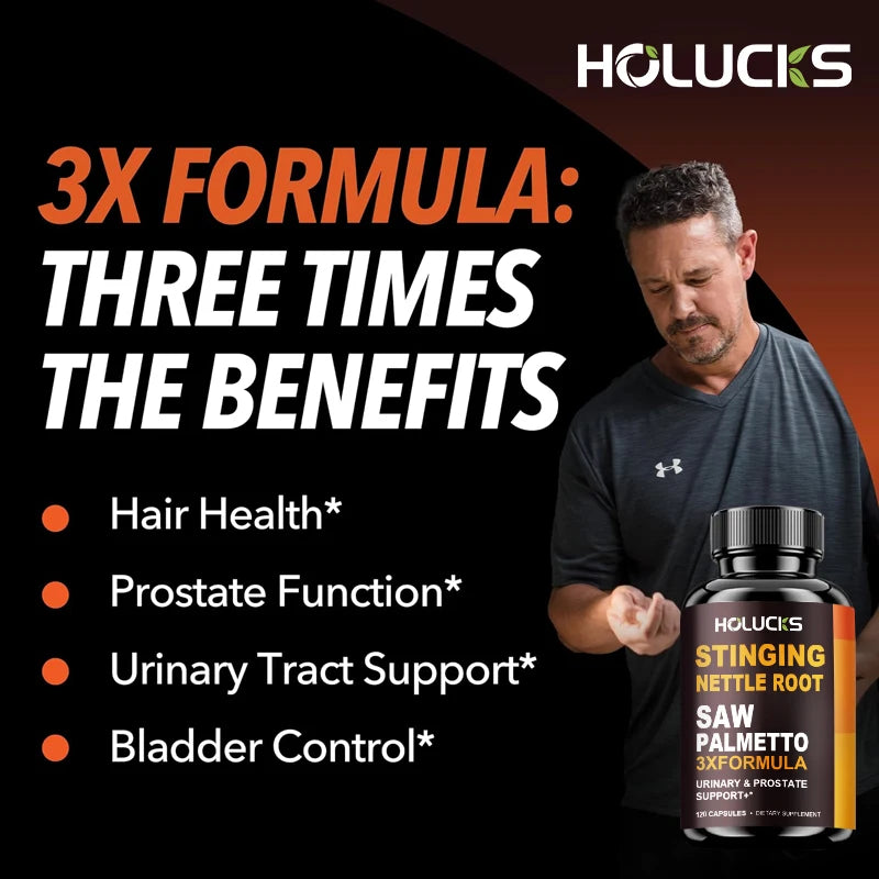 Stinging Nettle Root & Saw Palmetto Capsules, Help Promote Prostate Health, Hair Growth, Urinary Tract Support, Premium Formula