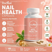 Docteat Nail Health Capsules with Biotin Zinc Vitamin C D3 E Supports Nail Skin Hair and Collagen 60 Capsules Dietary Supplement