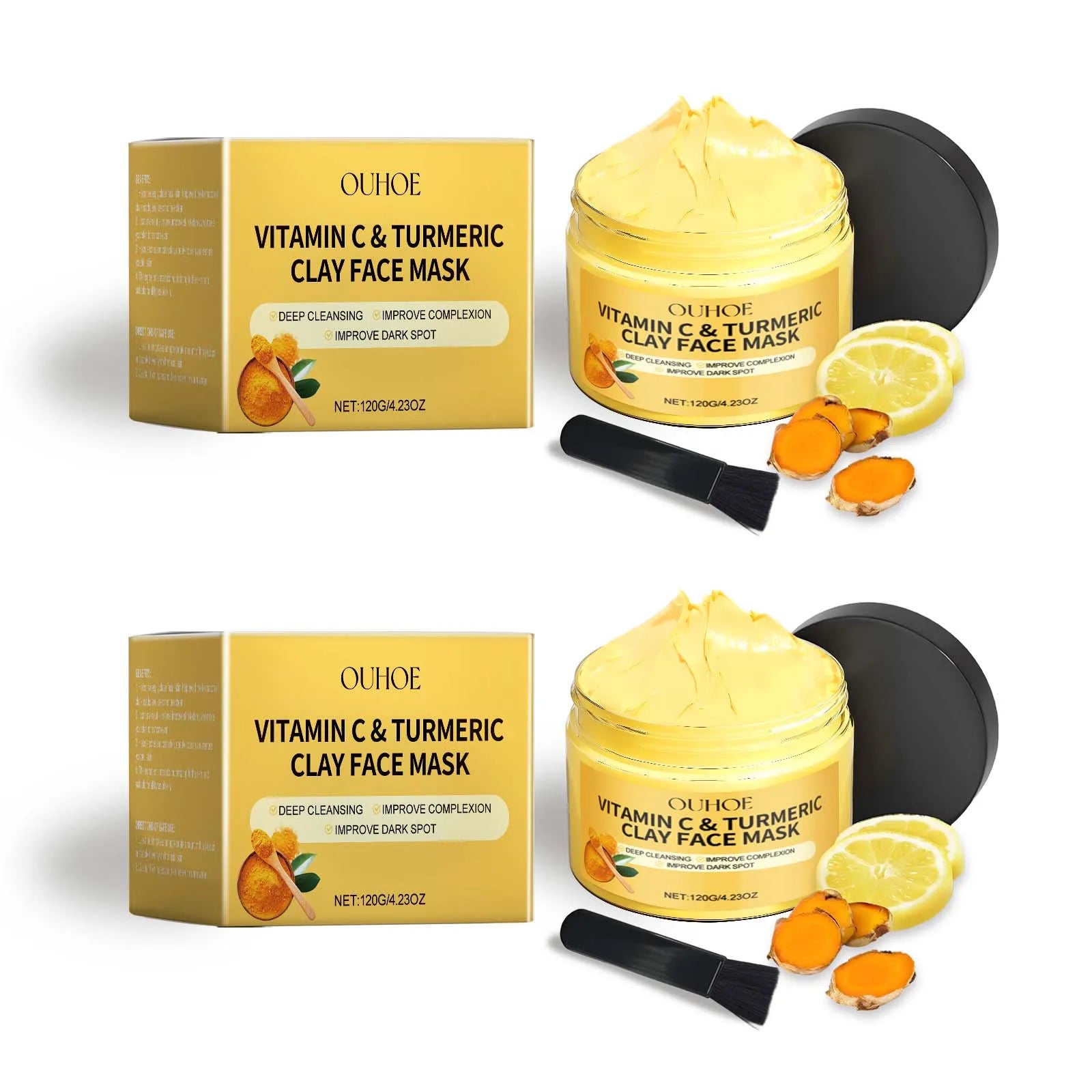 Vitamin C Turmeric Mud Mask Exfoliating Facial Mask Improve Pore Deep Cleansing Nourishing Hydrating Glowing Skin Care Clay Mask