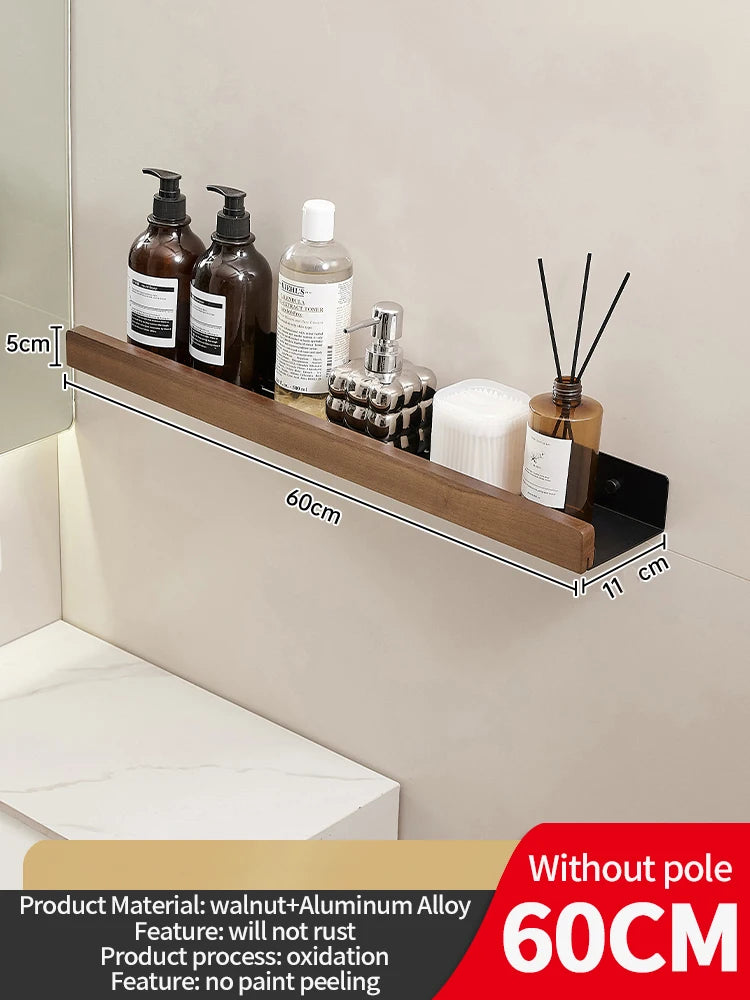 Wood Aluminum Waterproof for Bathroom Shelf Shelves Shampoo Makeup Storage Holder Accessories Kitchen Sorage Bath Accessories