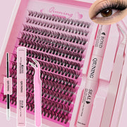 QIUNING Eyelash Clusters Kit Fluffy Individual Lashes Lash Bond and Seal and Remover Faux Mink Lashes Eyelash Extension DIY