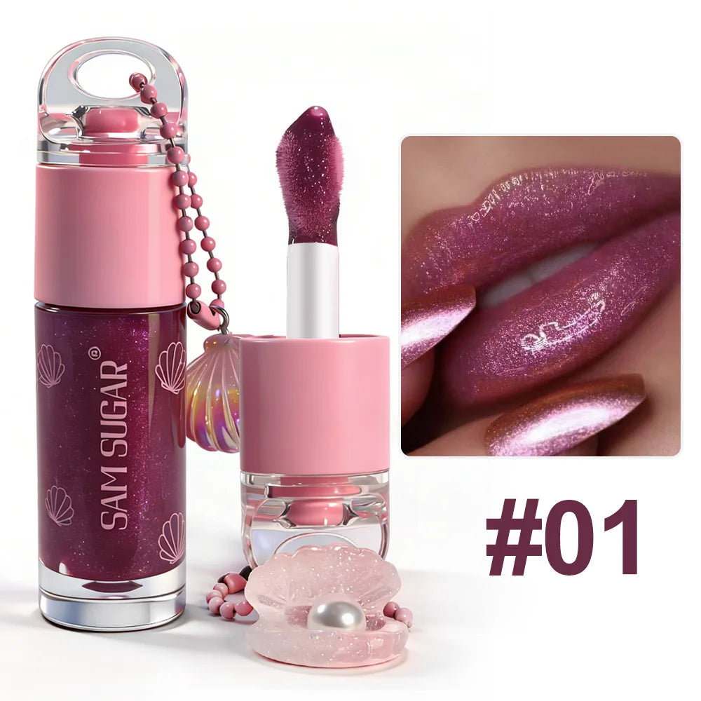 3 Colors Mirror Pearl Lip Gloss Long-lasting Moisturizing Shine Glitter Lip Glaze Waterproof Glass Liquid Lipstick Women Makeup