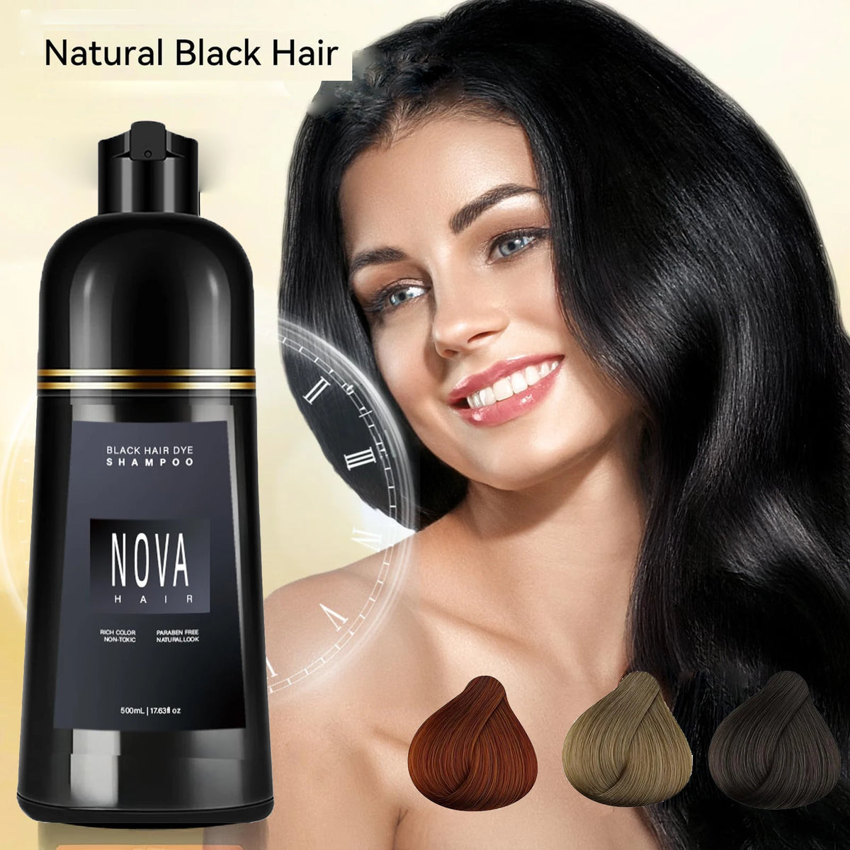 1/2/3PCS Black Hair Dye Shampoo Nova Hair Instant Dye Shampoo,Hair Dye Coloring  For Gray Hair Long Lasting Color in Minutes