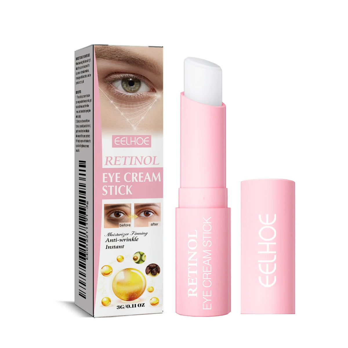 Retinol Eye Cream Stick – Mess-Free Application with Retinol, Jojoba Oil & Hyaluronic Acid for Hydration, Smoother-Looking Skin & Refreshed Under-Eyes