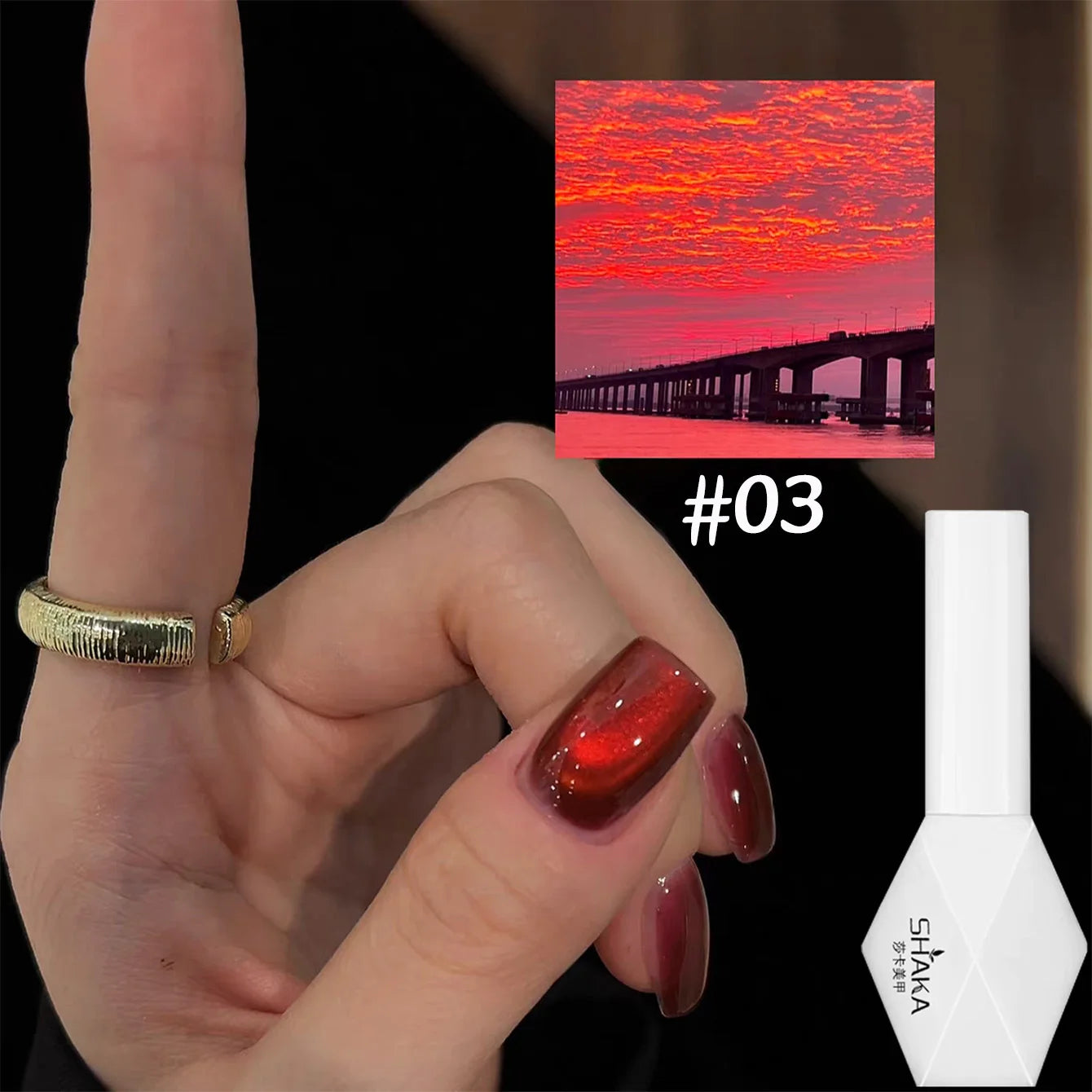 WS 10ML Sunlight Cat Eye Gel Nail Polish Autumn Winter Whitening Wine Red Color Light Sunset Glow Cat Eye Glass Beads Nail Atr