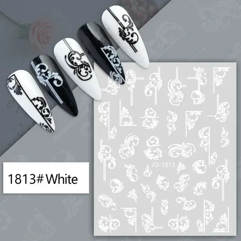 Cherry Blossom 3D Nail Stickers White Flower Petals Nail Art Decals Elegant Wedding Design Spring Sakura Manicure Slider Decor