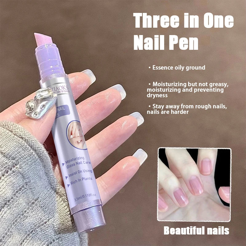 3-in-1 Nail Care Oil Essence Pen, a Transparent, Quick-Drying Nourishing Essence That Strengthens and Prevents Breakage, Deeply Nourishes the Nail Bed, Prevents Hangnails, Repairs Cuticles, Removes Dead Skin, Moisturizes and