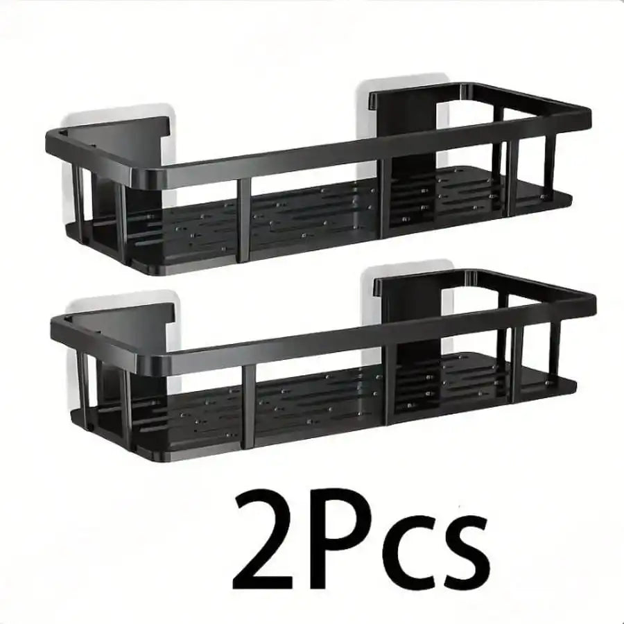 1/2pcs Drill-Free Wall Mounted Bathroom Storage Shelf Bathroom Shelf No Drill Wall Mounted Shampoo Bottle Shower Corner Rack Toilet Storage Rack Aluminum Bathroom Kitchen Accessories