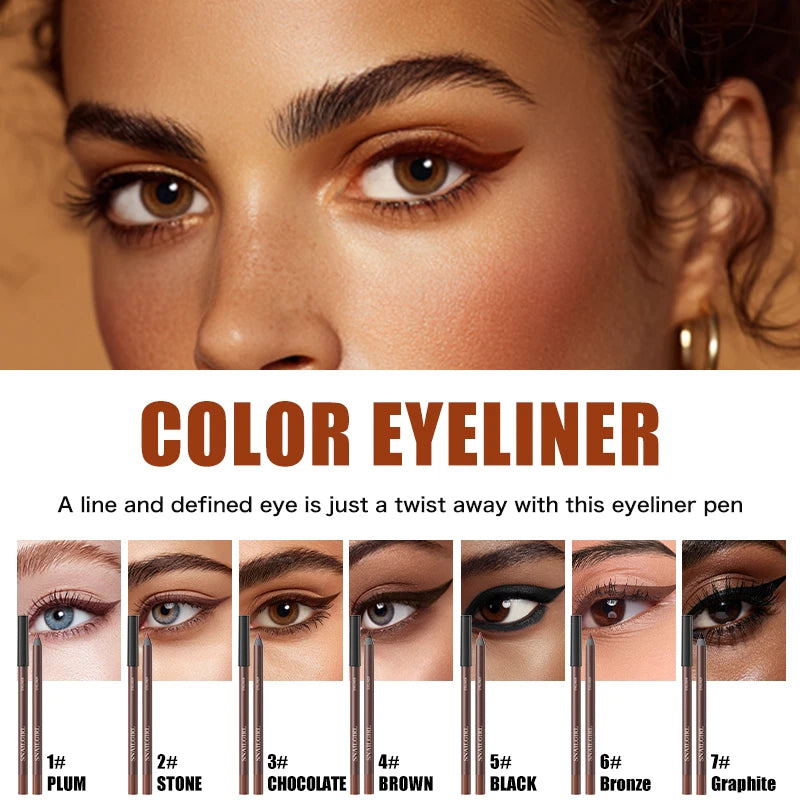 Waterproof Black Brown Eyeliner Gel Pencil Ultra-fine Matte Smooth Quick Dry Non-Smudge Easy Wear Eyeliner Pen Makeup for Eyes