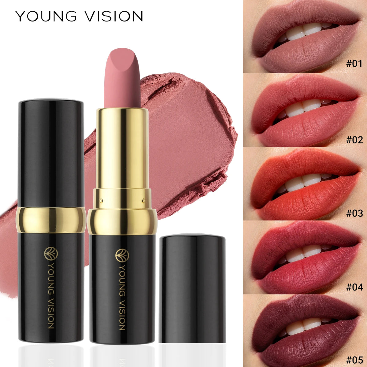 Black Tube Matte Lipstick Non Staying Cup Makeup Lipstick  5 colors available