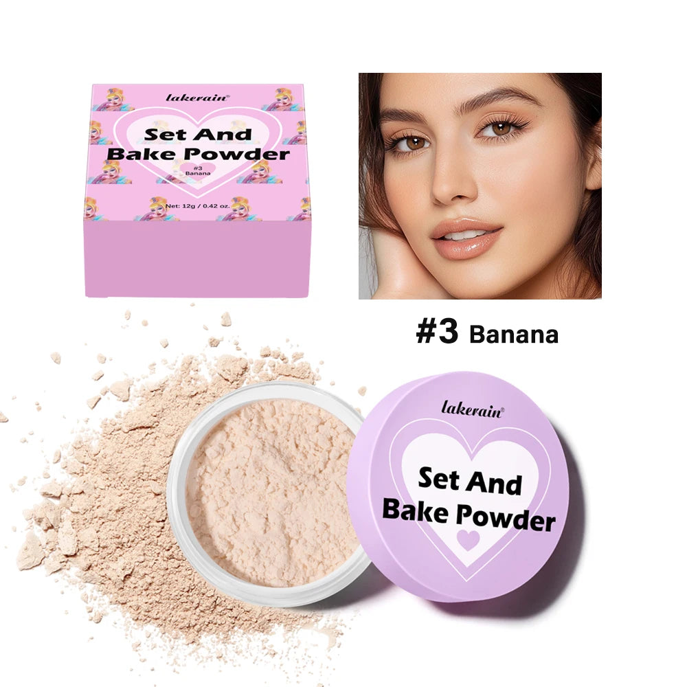Long Lasting Bake Setting Powder and Puff Puff Pass Set 5 Colors Oil-Absorbing Matte Finish Locks Setting Face Cosmetics kimchi