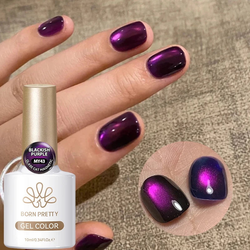 BORN PRETTY 10ml Dark Brown Red Glass Bead Cat Magnetic Gel Nail Polish Semi Permanent Soak Off UV LED Varnish Nail Art Salon