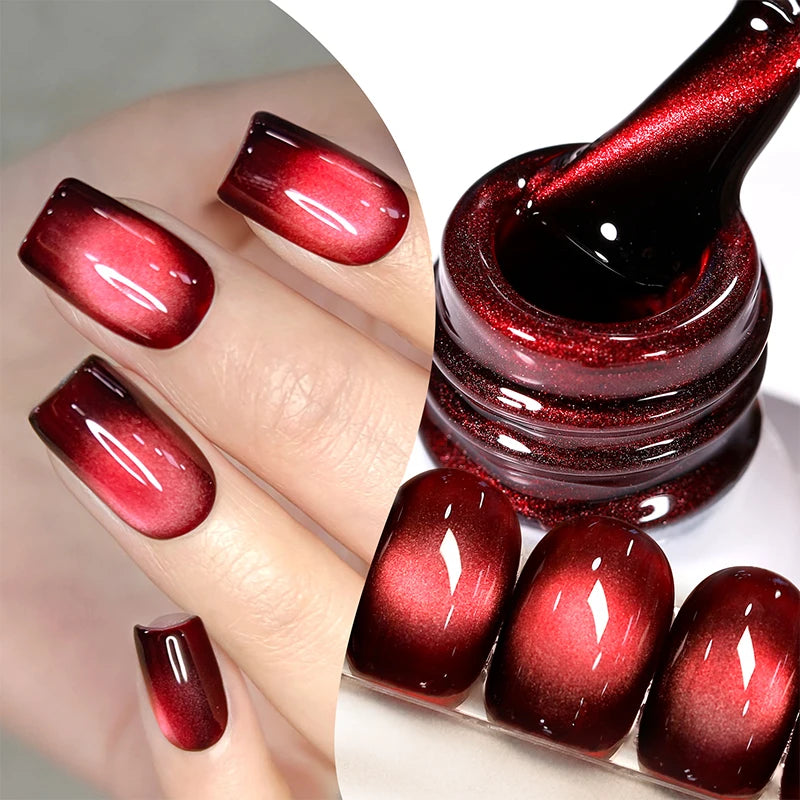 BORN PRETTY 10ml Wishing Apple Red Glass Bead Cat Magnetic Gel Ultra Shine Soak Off UV Gel Nail Art Varnish Nail Supplies