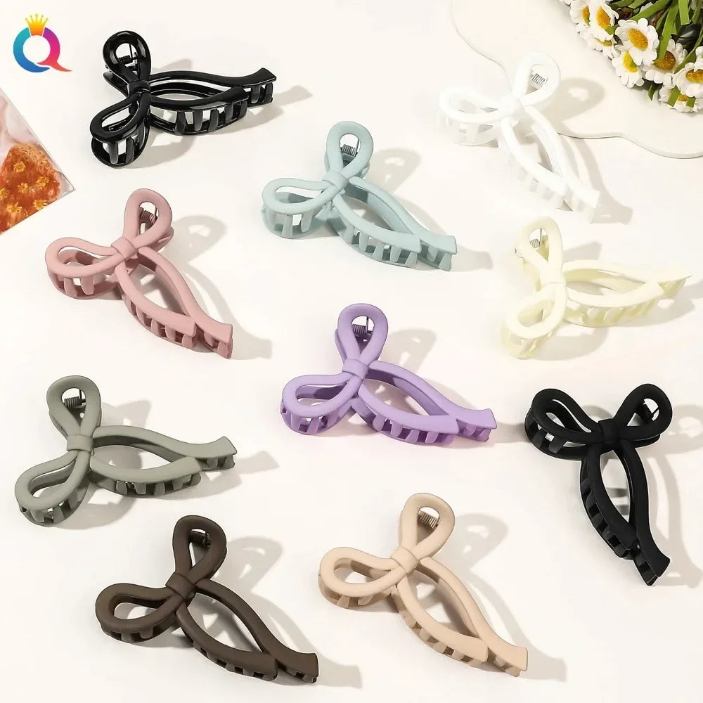 Bow Matte Large Hair Claw Crab Ponytail Acrylic Bowknot Hair Clips Hairpins Girls Barrettes Headbands Hair Accessories