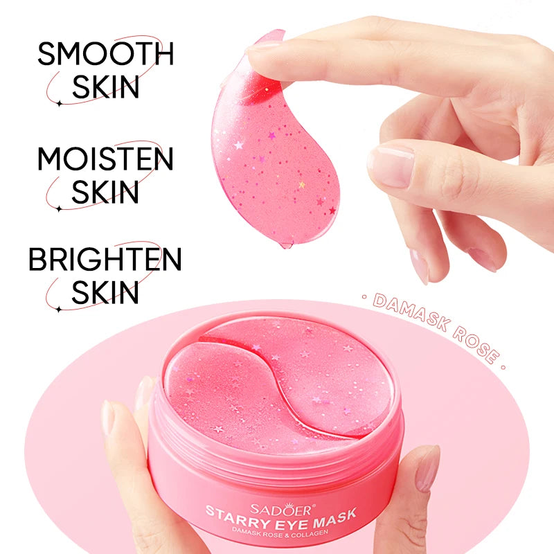 60pcs SADOER Rose Eye Mask Anti Dark Circles Remove Eyes Bags Anti Wrinkles Hydrating Firming Eye Patches Eyes Skin Care