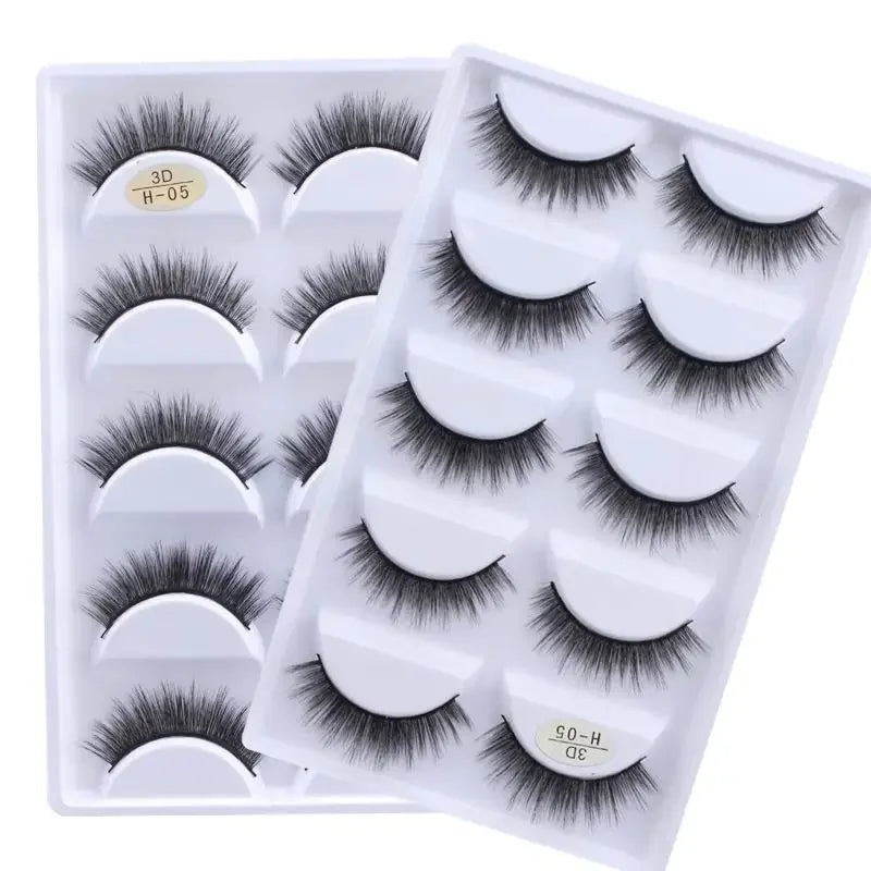 AMSNCN NEW 5Pair 100% Real 3D Mink Lashes Soft Natural False Eyelashes Makeup Long Eye Lashes Eyelash Extension CiliosH13mini