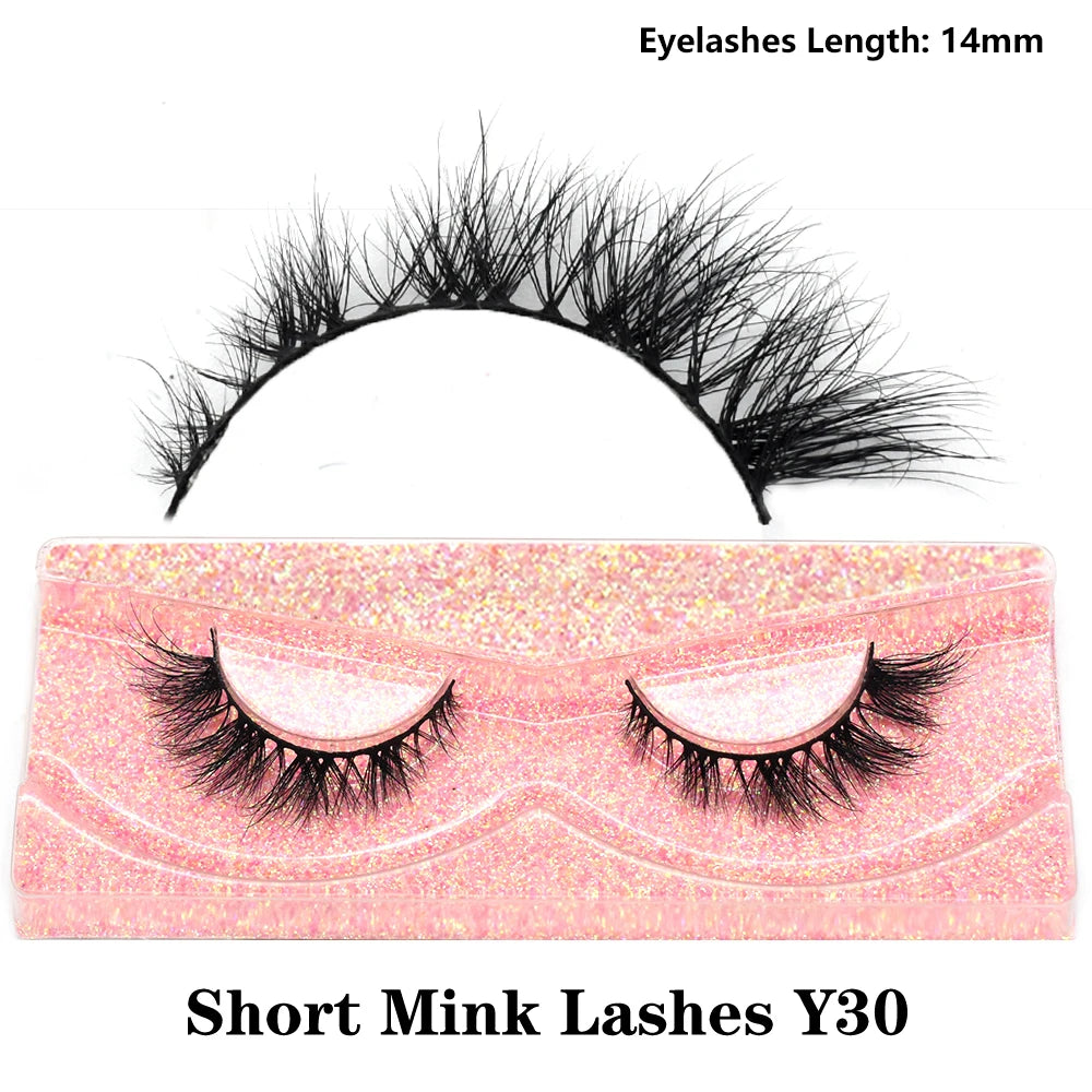 FOXESJI Real Mink Fluffy Short Eye Lashes Extension Wispy Soft Natural Short False Eyelashes Daily Wear Full Strip Lashes Makeup