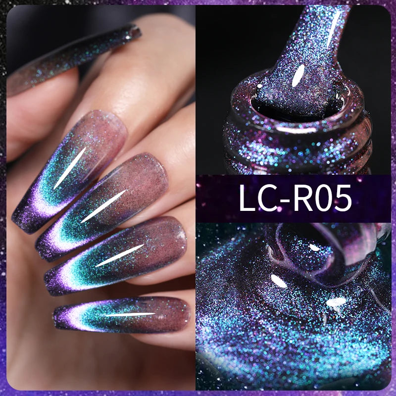 LILYCUTE 7ML Ocean Blue Cat Magnetic Gel Nail Polish Sparkling Glimmer Gel Polish Semi Permanent UV Magnet Gel Varnish Nail Art