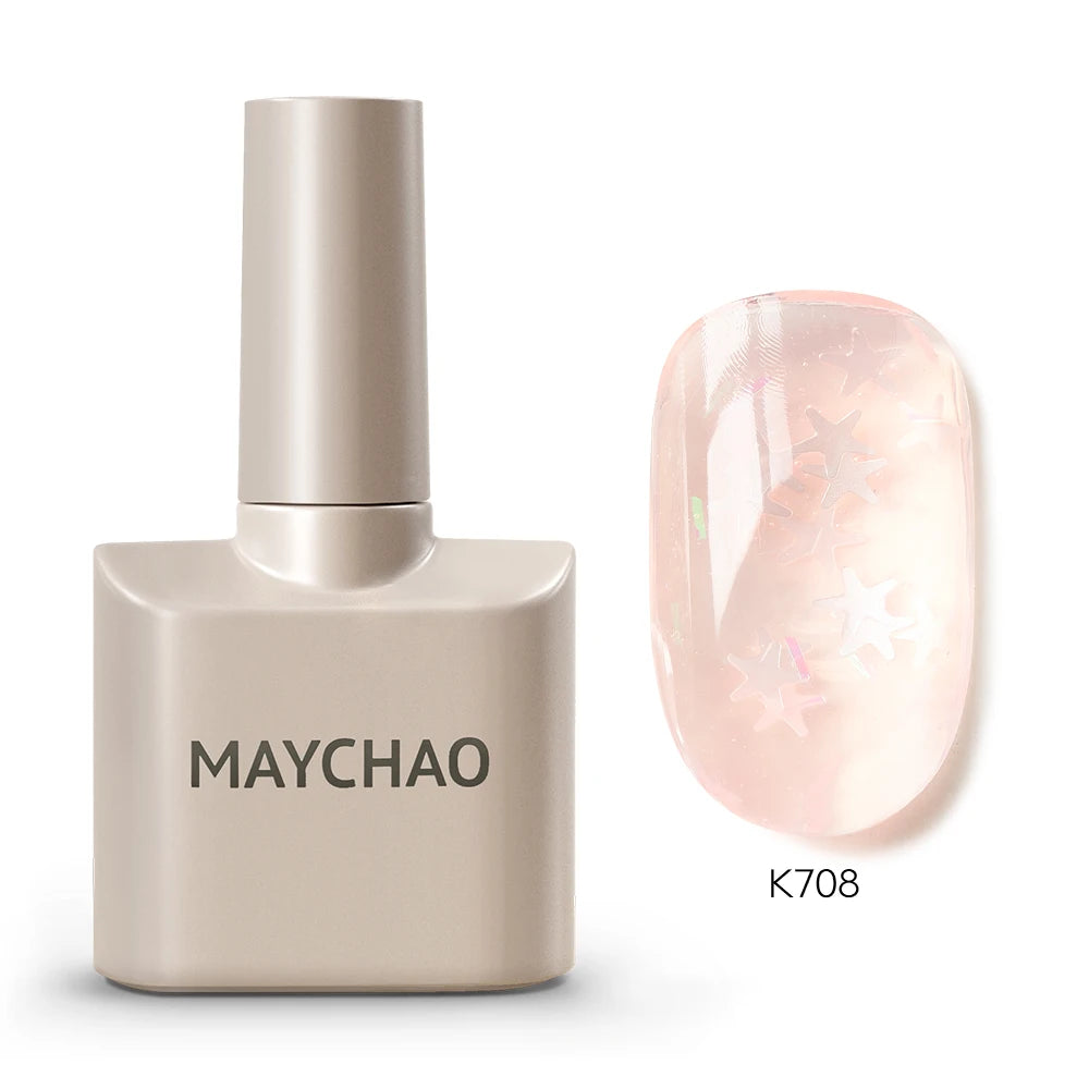 MAYCHAO Cherry Red Gel Nail Polish 12ml Glossy Semi Permanent Soak Off UV LED Frosted Gel Nails Base Painting Varnish