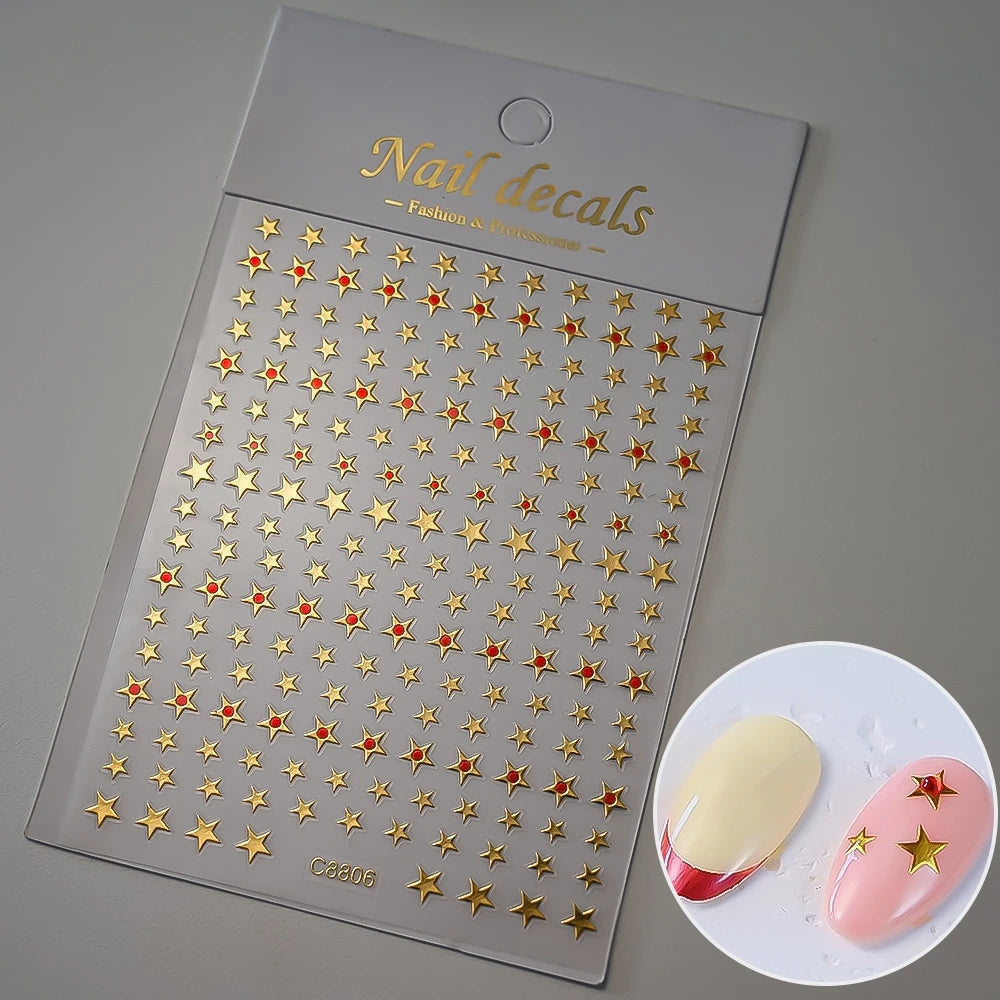 1pcs Star-Themed Nail Art Stickers 3D Self-Adhesive Plastic Decals With Glitter Finish Anime Rectangle Shape Ideal For DIY Nails