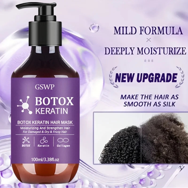 GSWP Botox Keratin Hair Mask. Moisturizing and Strengthening Effects for Damaged, Dry Hair, Reduces Frizz, Split Ends. 100/200ML