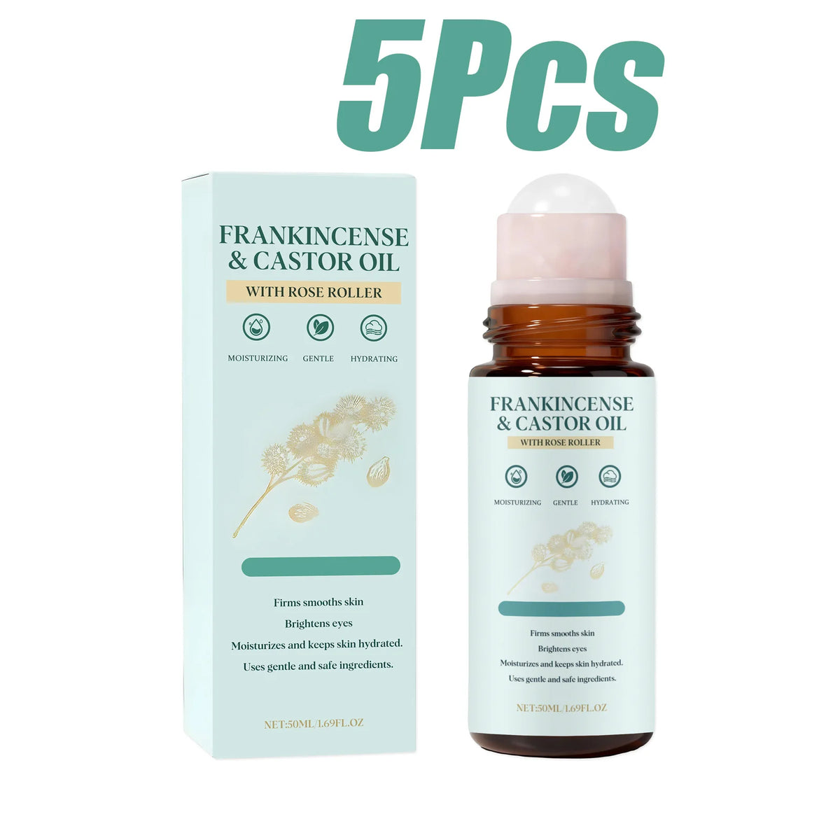 Frankincense Castor Oil Rollerball Soothing & Nourishing Roll-On Oil Improve Dryness Repair Portable Aromatherapy Body Skincare