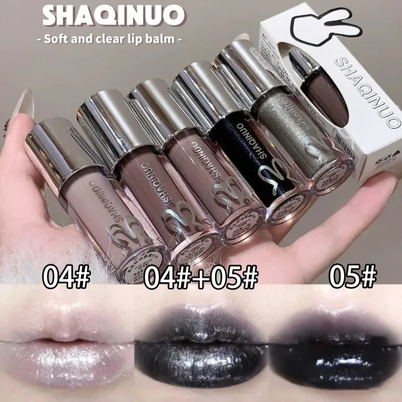 Black Gothic Lip Gloss Mirror Moist Matte Gothic Pure Black Silver Fine Flash Lip Glazed Low Saturation Lasting Lip Tint Makeup