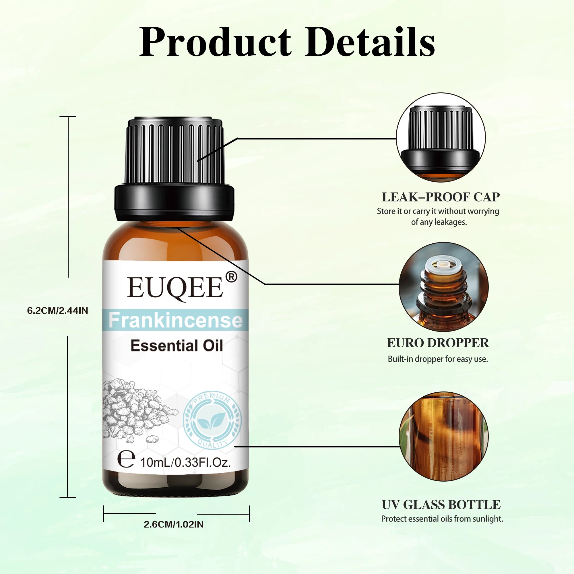 Euqee 10ml 100ml Natural Plant Essential Oil Frankincense Lemongrass Citronella Fragrance Oil For Diffuser Aroma Candle Perfume