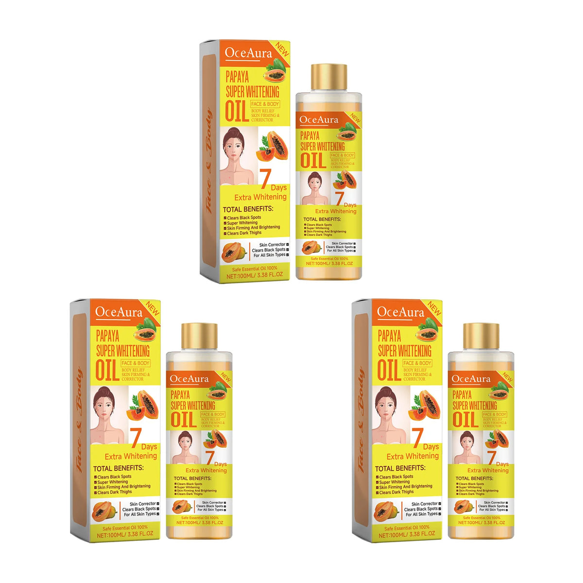 Papaya Whitening Body Oil Nourishing Brightening Skin Care Relaxing Muscle Smoothing Moisturizing Body Massage Skin Papaya Oil