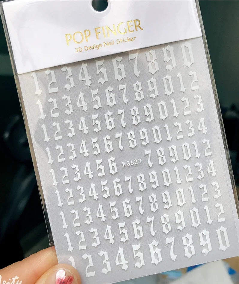 Numbers Decals Roman 26 English Alphabet 3D Self-adhesive Nail Art Decal Sticker Word Small Letter Nail Tattoos Decal Stickers
