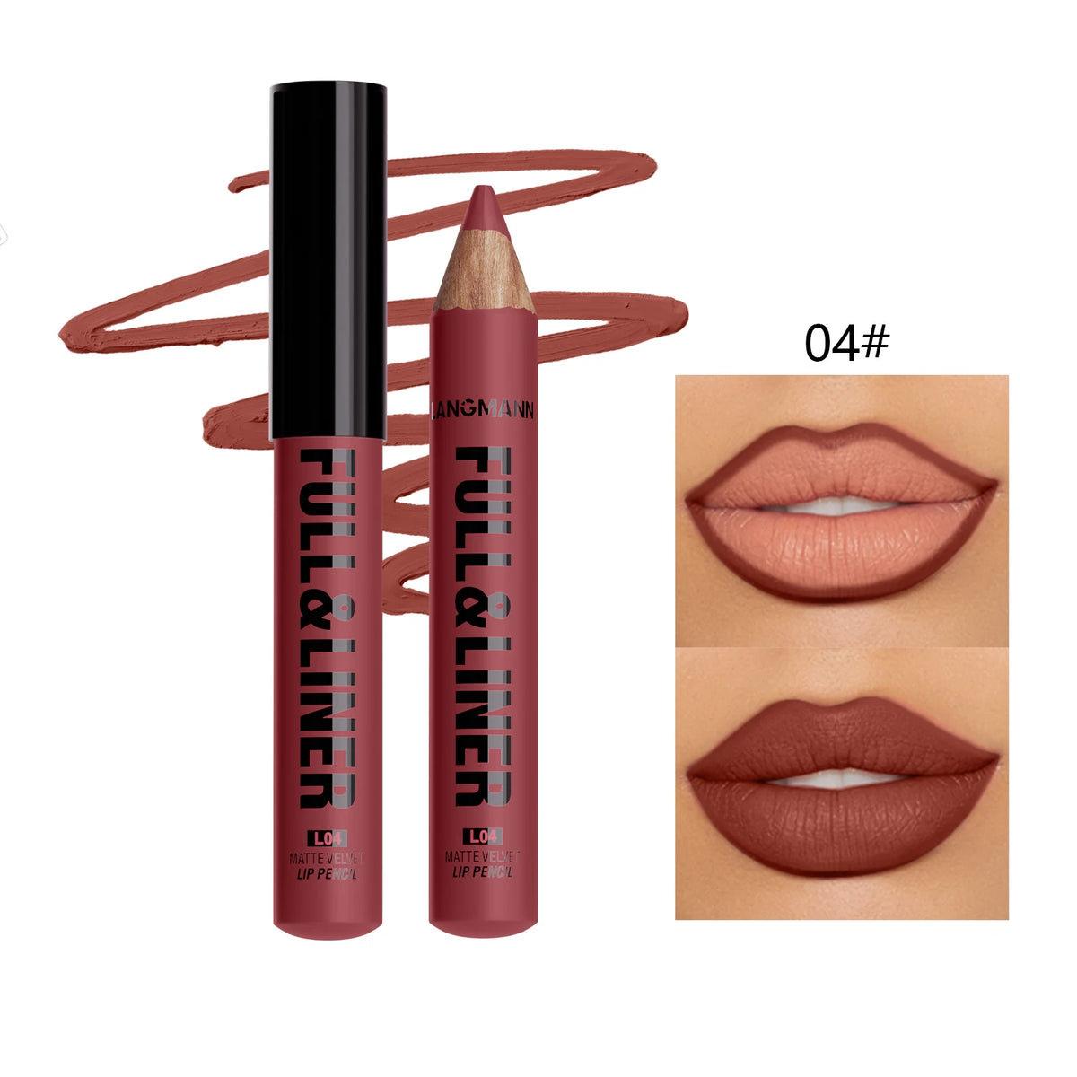 Matte Lip Liner, Lipstick, Wooden Pen Can Be Cut, Lip Liner Lasts for A Long Time,Does Not Stick To The Cup,Does Not Fade