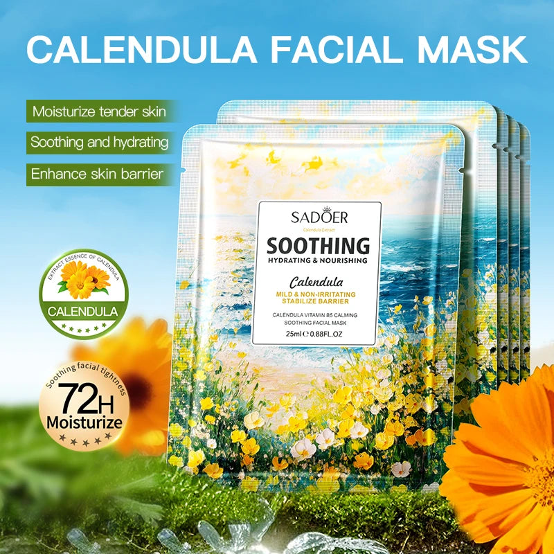 8pcs SADOER Flowers Facial Masks Moisturizing Hydrating Whitening Anti-Aging Face Mask Sheets Masks For Face Skin Care
