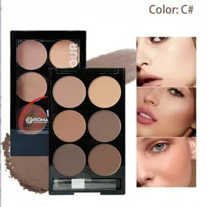 6 Colors Highlight Contouring Powder Palette Face Shadow Contouring Powder Makeup Palette With Brush Face Bronzer Color Correcti