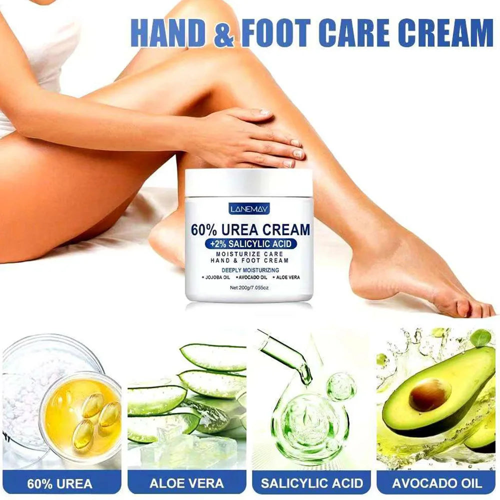 SEYHZE Urea 60% + Salicylic Acid 2% Foot Cream for Dry Rough Skin with Tea Tree Oil Aloe Butter Oil Glycerin Hyaluronic Acid Dee
