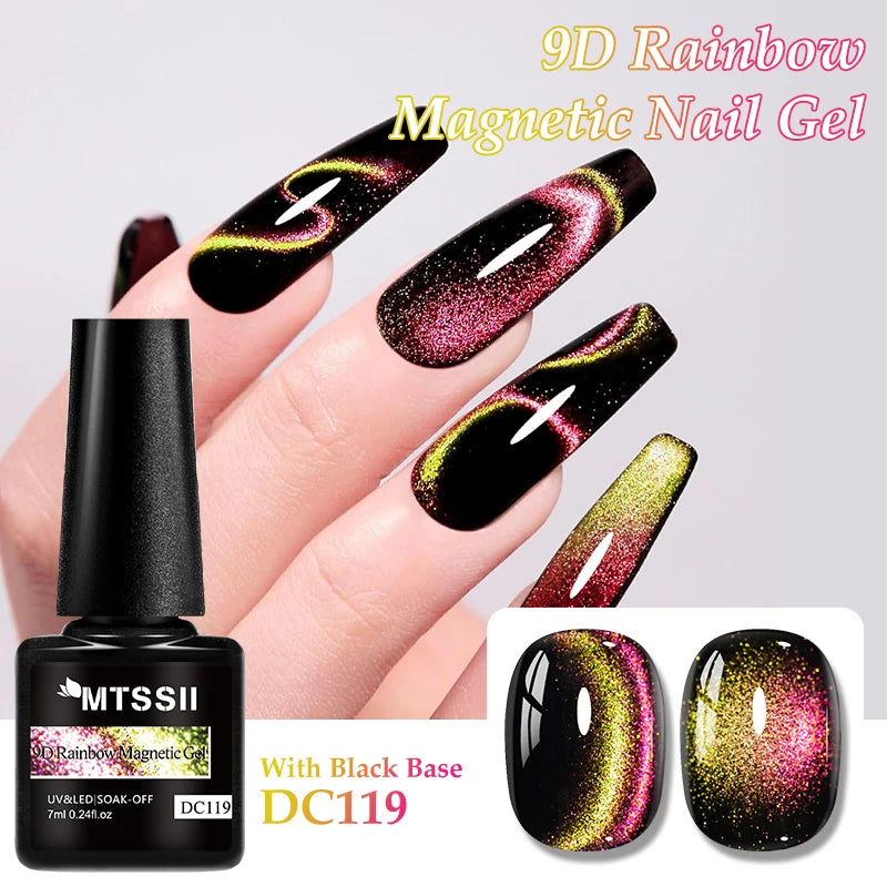 9D Rainbow Cat Magnetic Gel Nail Polish Chameleon Galaxy Effect Magnetic Semi Permanent Soak Off UV Gel Varnish Nail Supplies