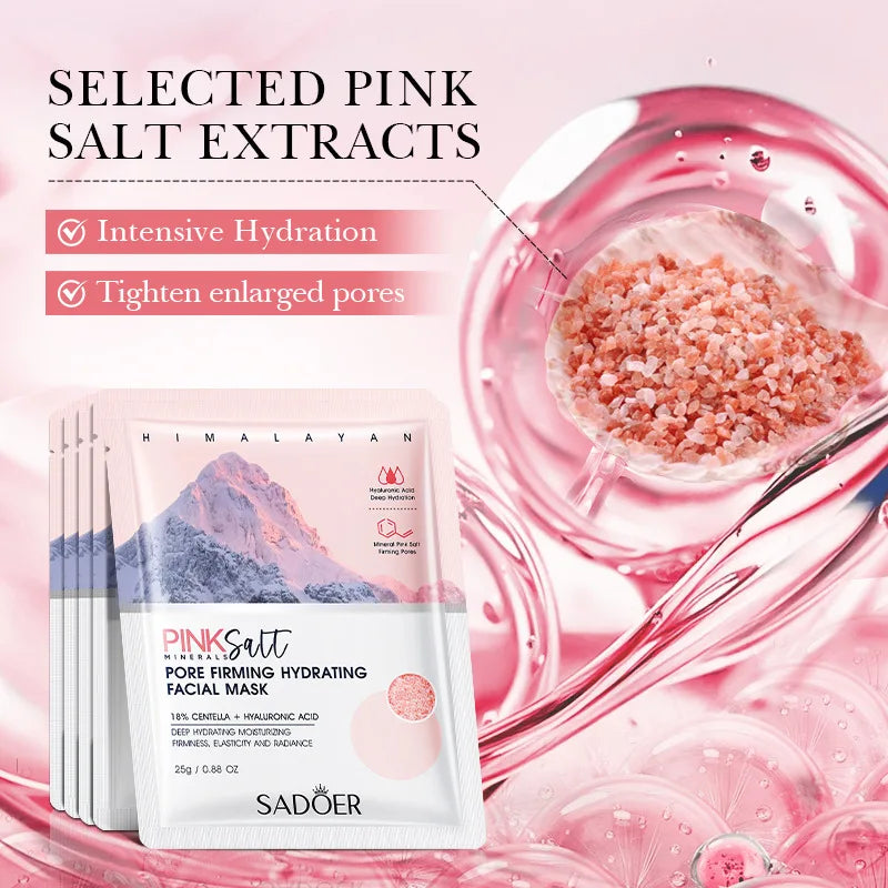 SADOER Pink Salt Face Mask Moisturizing Whitening Anti Wrinkles Anti-aging Facial Masks Sheet Masks Face Skin Care Products