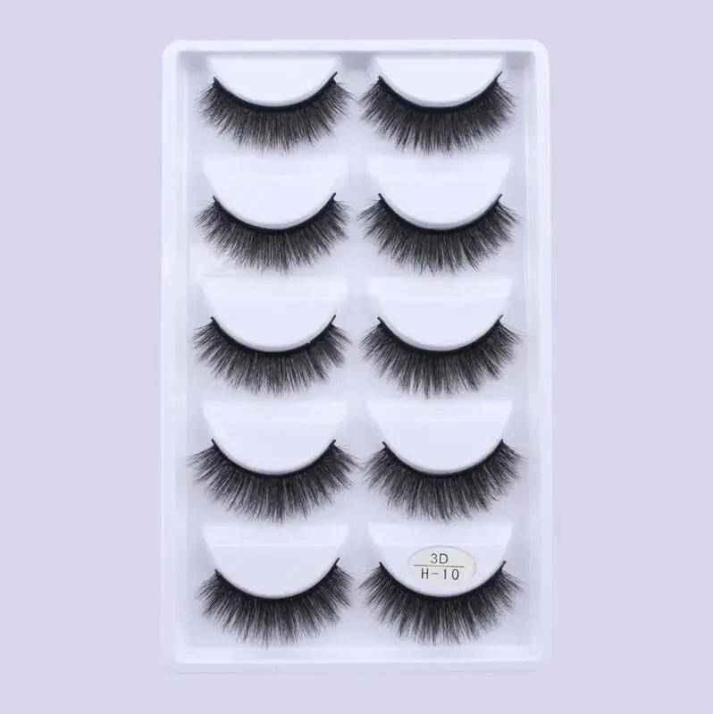 AMSNCN NEW 5Pair 100% Real 3D Mink Lashes Soft Natural False Eyelashes Makeup Long Eye Lashes Eyelash Extension CiliosH13mini
