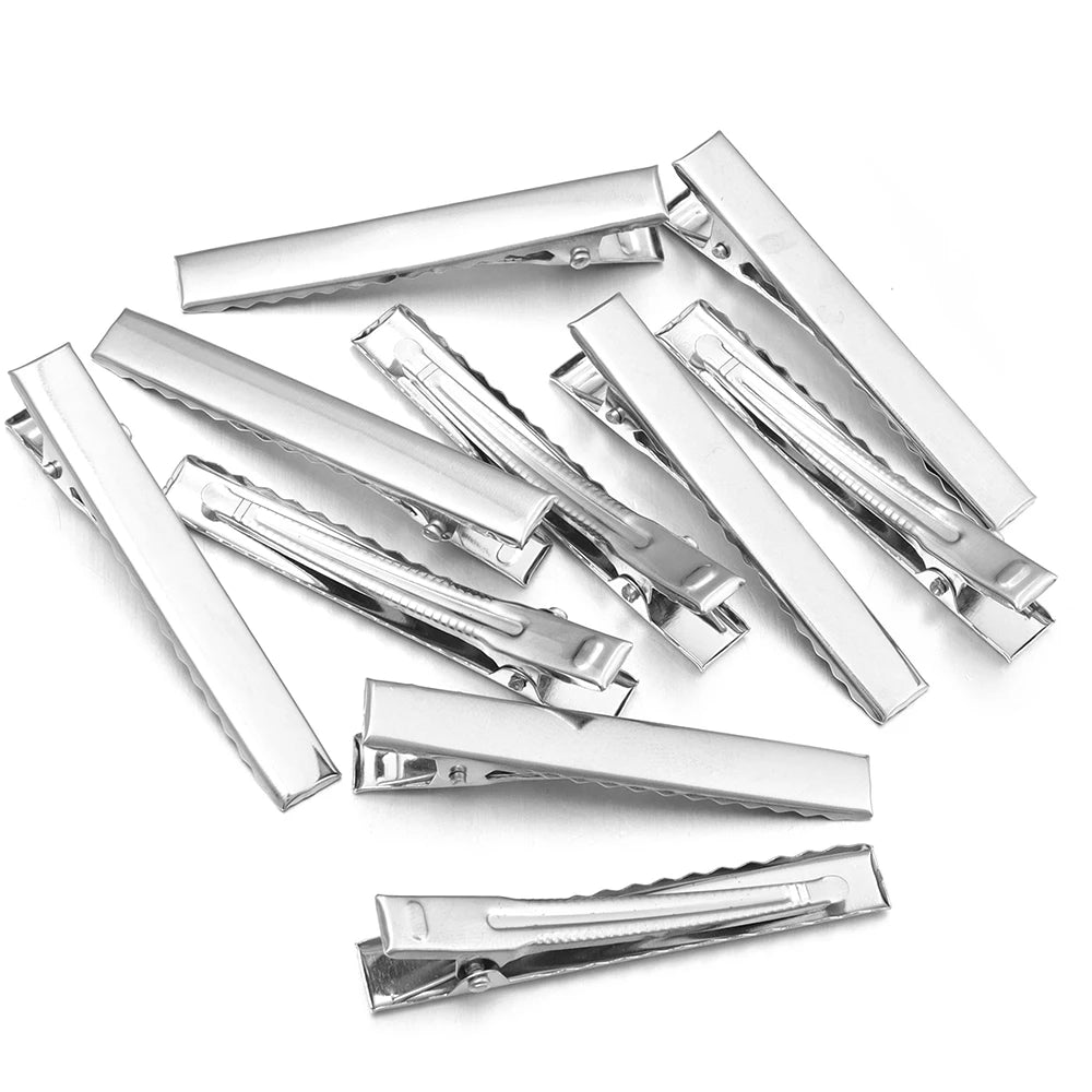 20-50pcs 20/32/40/45/55/65/75/98mm Metal Flat Single Prong Alligator Hairpin Clip Base DIY Hair Clip Jewelry Making Accessories