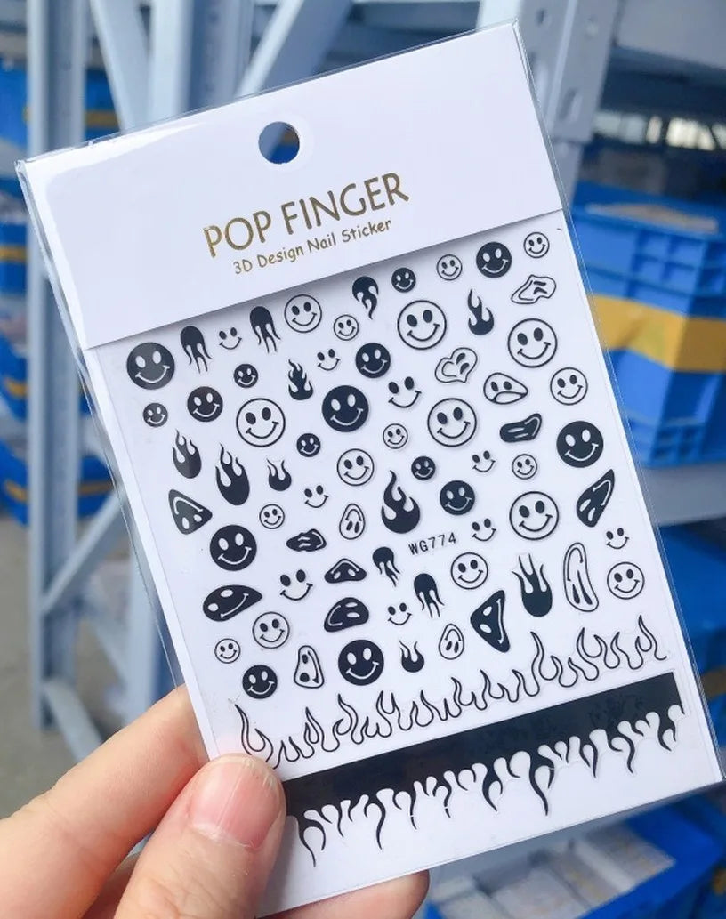 3D Yellow Smile Nlail Art Stickers Nail Decals for Nails Smile Face Manicure Japanese Design DIY Cute Nail Decals Accessories