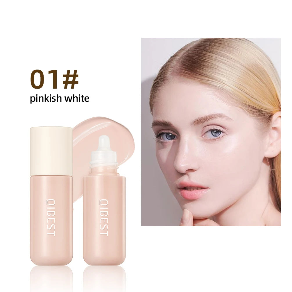 QIBEST Face Base Foundation Cream Primer Hydrating Waterproof Liquid Concealer Full Coverage Lasting Invisible Pore Face Makeup