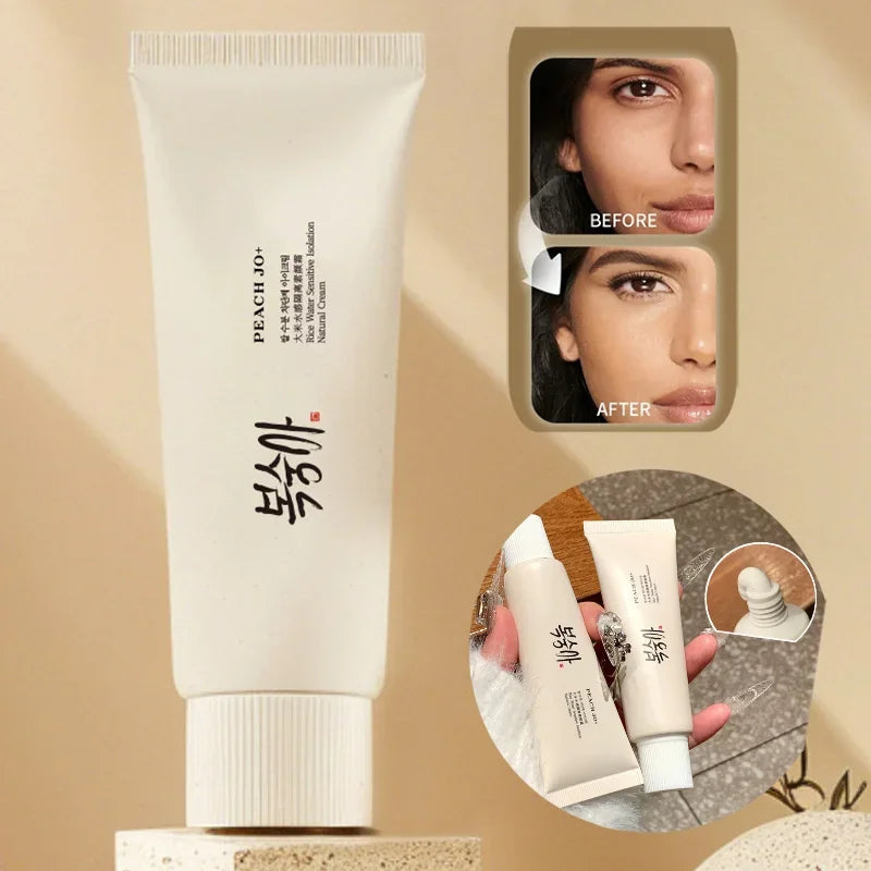 Rice Water Sensitive Isolation Natural Finish Cream,Face Brightening Primer Protective Tone-Up Base Makeup,Cover Pore Blemishes