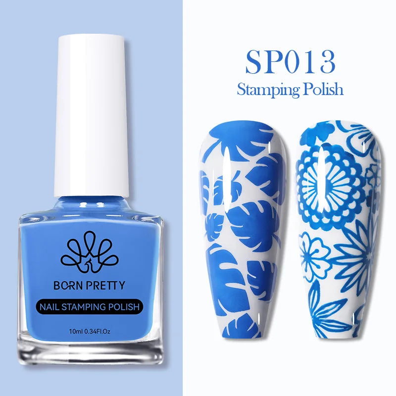 BORN PRETTY 10ml 25 Colors Nail Stamping Polish Nail Art Varnish with Peel Off Nail Latex Black White Colorful Stamp Polish