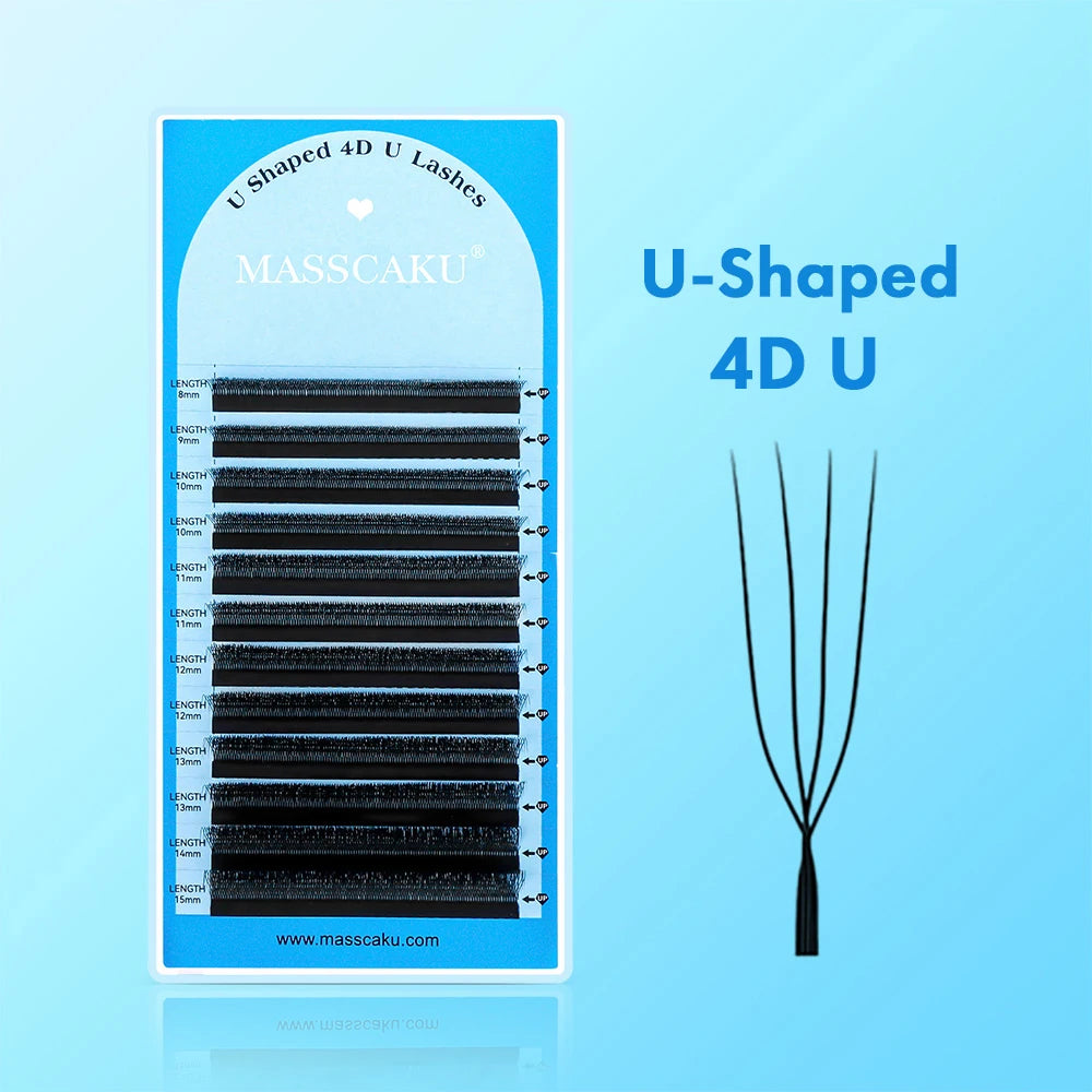 MASSCAKU C/D U-Shaped 3D/4D/5D/6D/8D/10D Mix 8-15MM False Eyelashes Professional Handmade Natural Volume Lashes Supplies