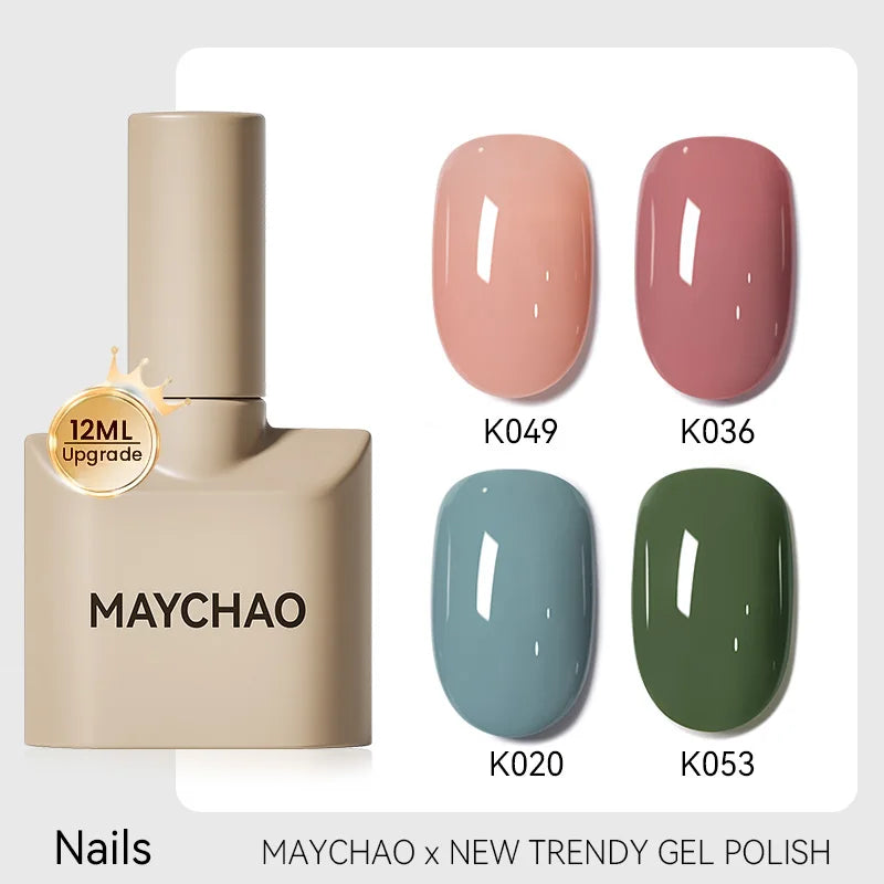 MAYCHAO 12ml Gel Nail Polish Set Professional Salon Nail Art Gels Varnish UV LED Semi Permanent Nail Lacquer Nail Supplies