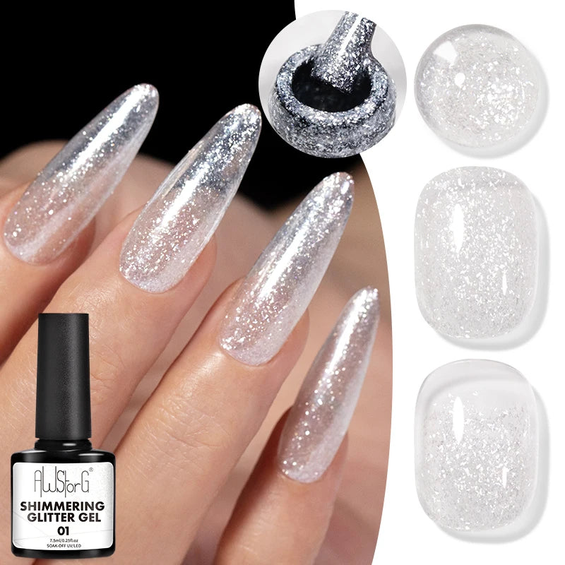 AWStorG Intense Rainbow Cat Eye Gel 5ml Holographic Laser Magnetic Nail Gel Soak Off UV LED Gel Polish Shiny Rainbow Manicur